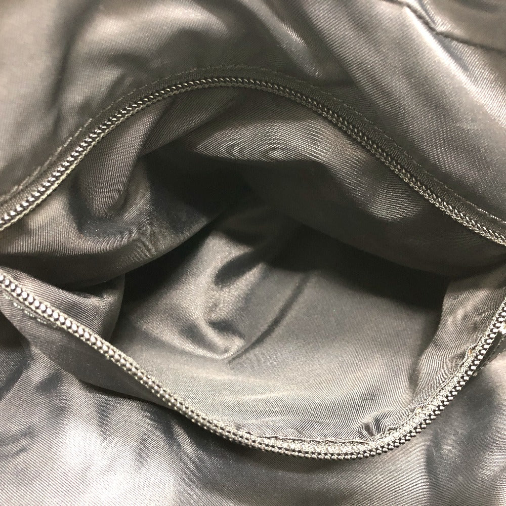 CELINE Shoulder Bag Nylon / leather black Circle logo vintage Women Used