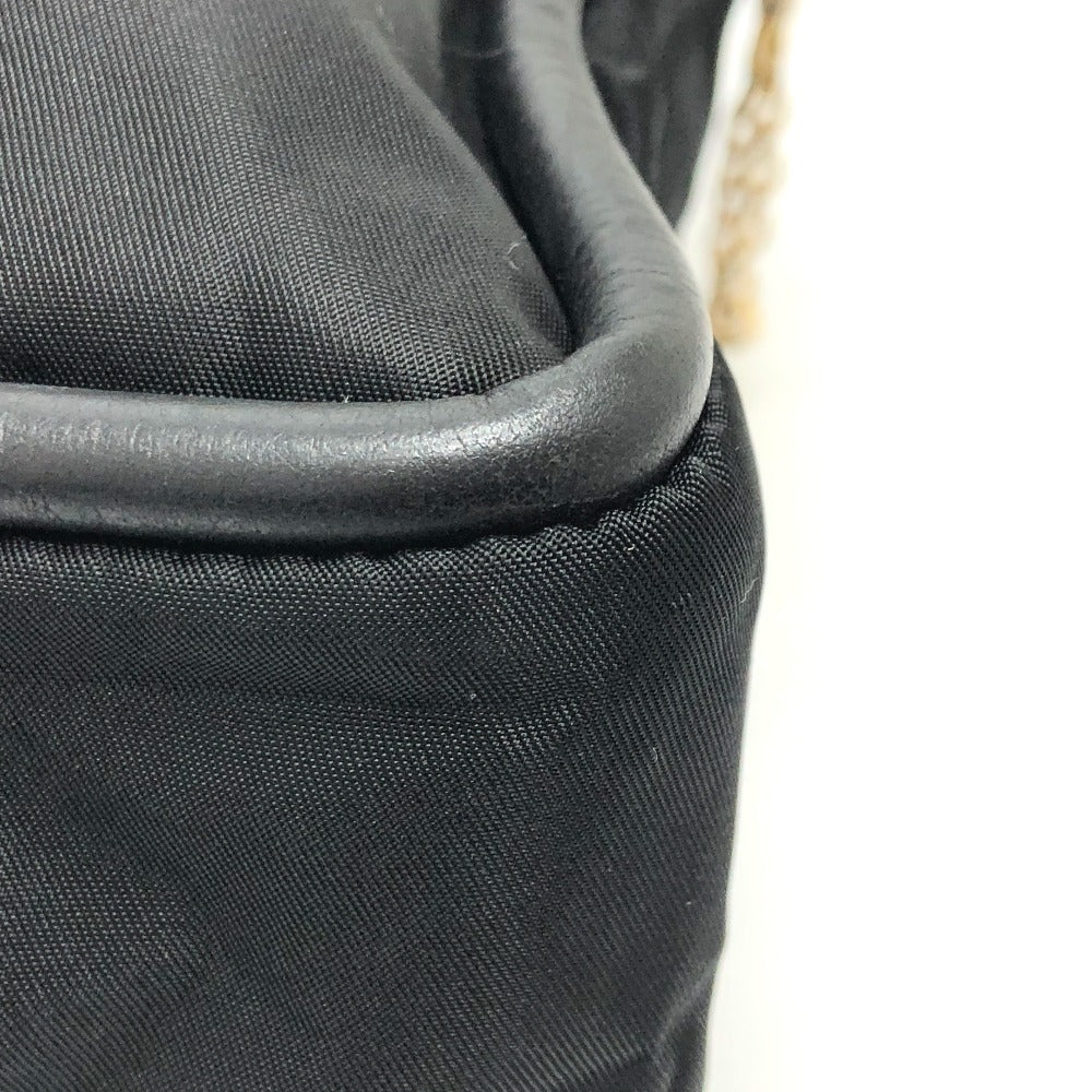CELINE Shoulder Bag Nylon / leather black Circle logo vintage Women Used