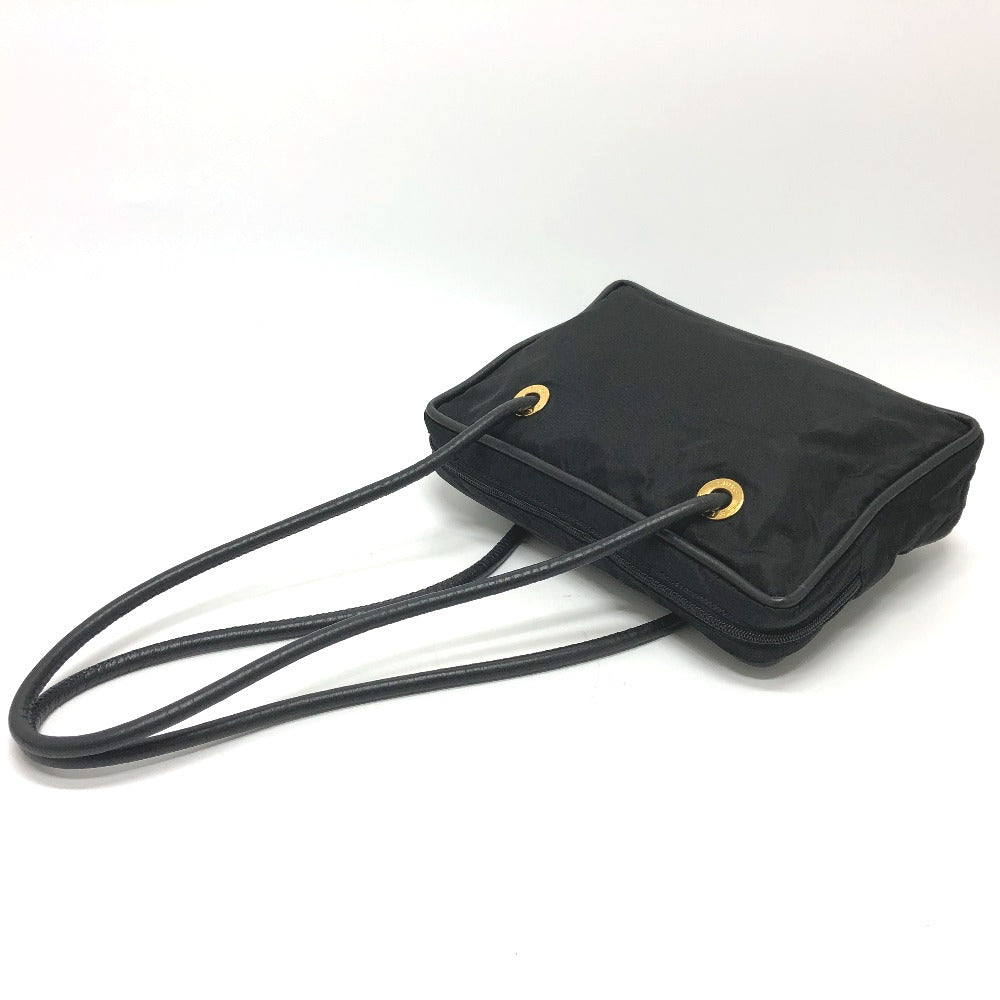 CELINE Shoulder Bag Nylon / leather black Circle logo vintage Women Used