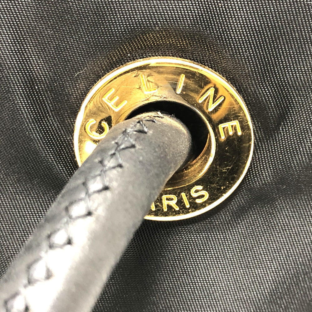 CELINE Shoulder Bag Nylon / leather black Circle logo vintage Women Used