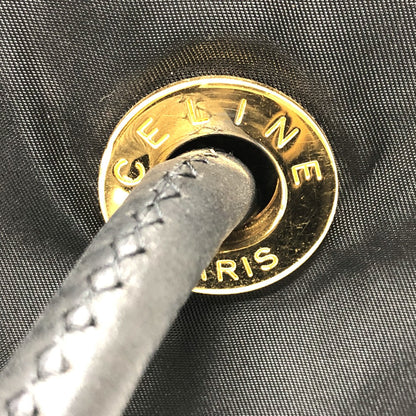 CELINE Shoulder Bag Nylon / leather black Circle logo vintage Women Used