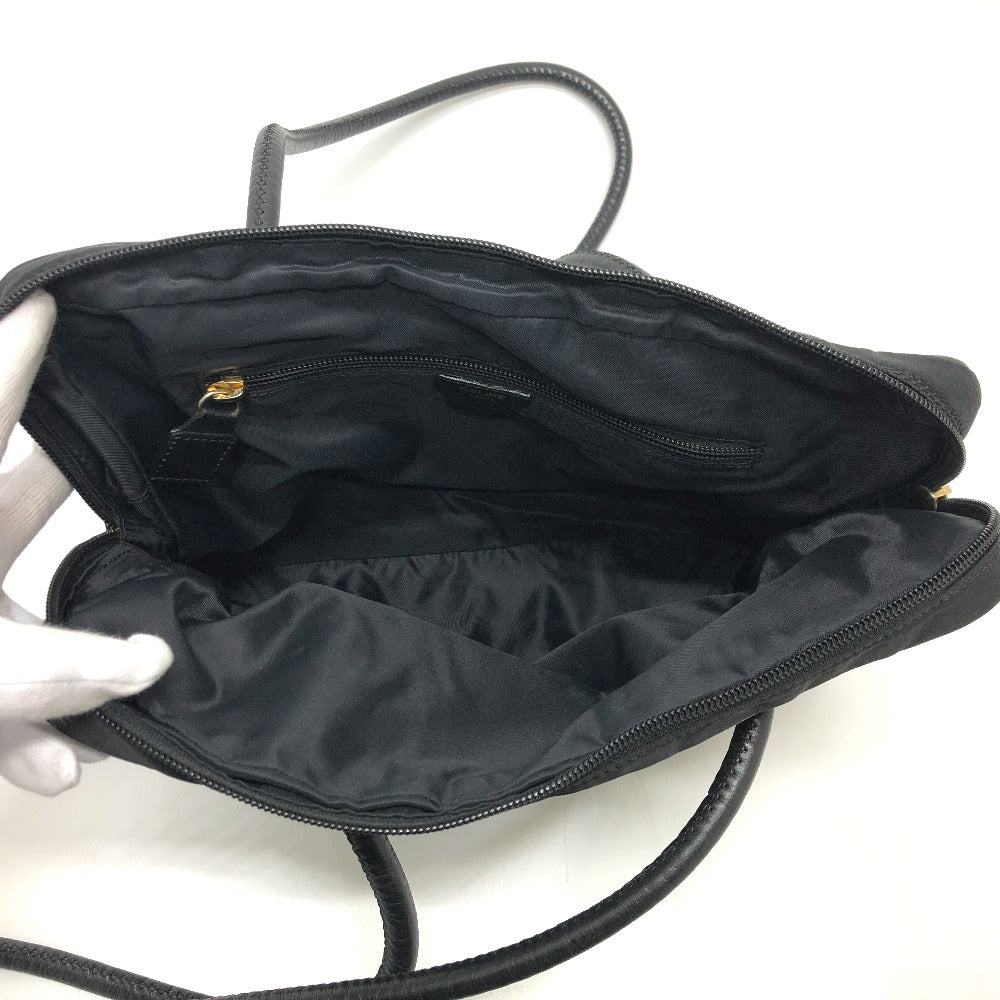 CELINE Shoulder Bag Nylon / leather black Circle logo vintage Women Used