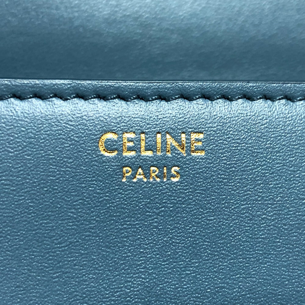 CELINE Shoulder Bag Leather, Calf Leather blue Triomphe Mini Buzas Cuir Women Used