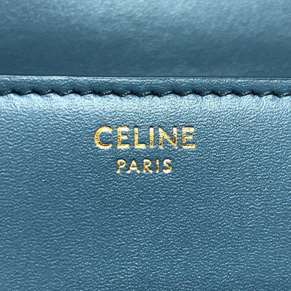 CELINE Shoulder Bag Leather, Calf Leather blue Triomphe Mini Buzas Cuir Women Used