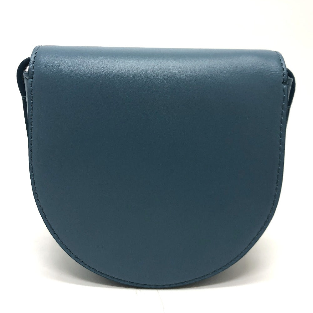 CELINE Shoulder Bag Leather, Calf Leather blue Triomphe Mini Buzas Cuir Women Used