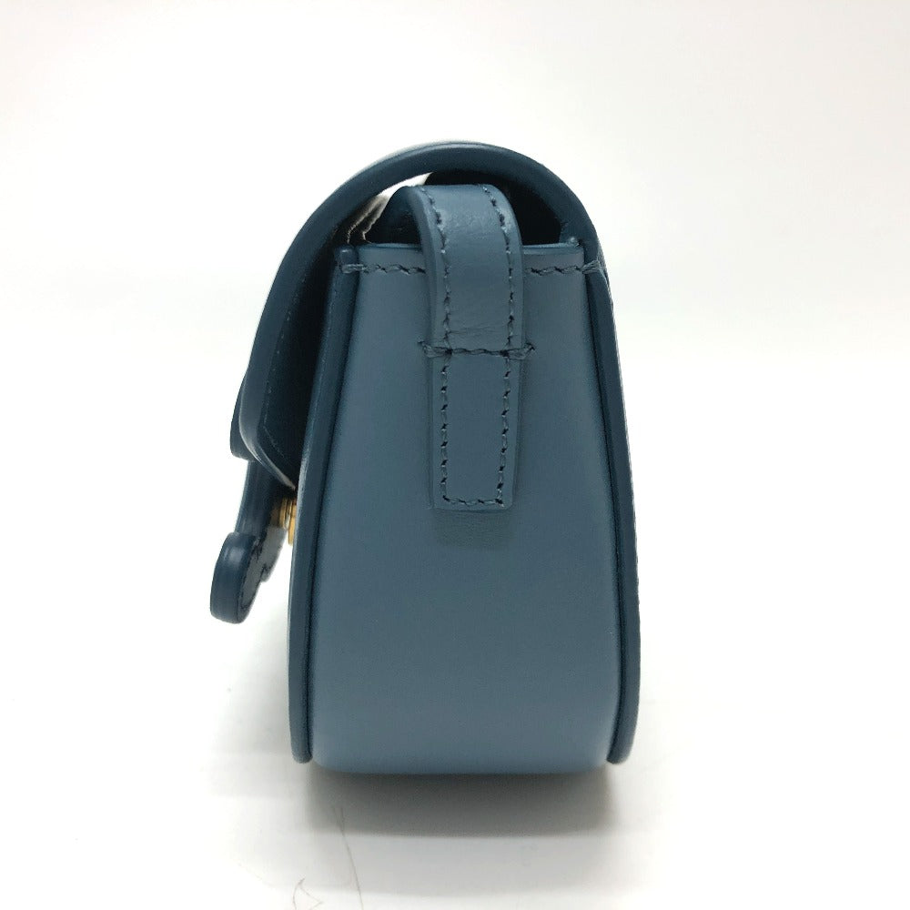 CELINE Shoulder Bag Leather, Calf Leather blue Triomphe Mini Buzas Cuir Women Used