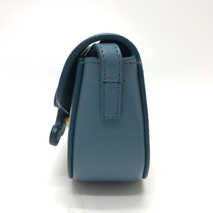 CELINE Shoulder Bag Leather, Calf Leather blue Triomphe Mini Buzas Cuir Women Used