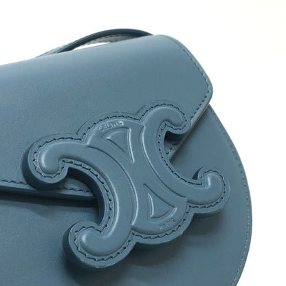 CELINE Shoulder Bag Leather, Calf Leather blue Triomphe Mini Buzas Cuir Women Used