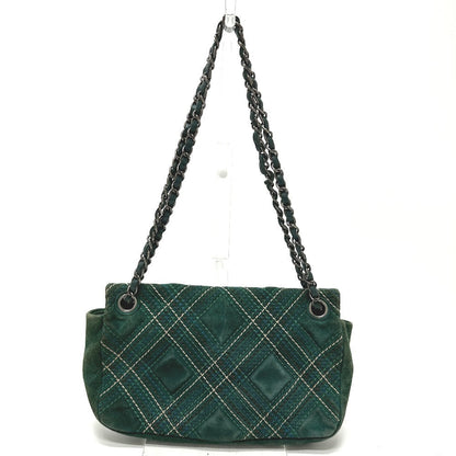 CHANEL Shoulder Bag suede green CC COCO Mark Matrasse 25 Women Used