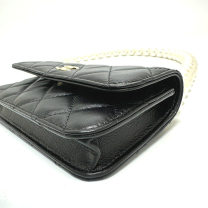 CHANEL Shoulder Bag lambskin black CC COCO Mark Pearl Shoulder