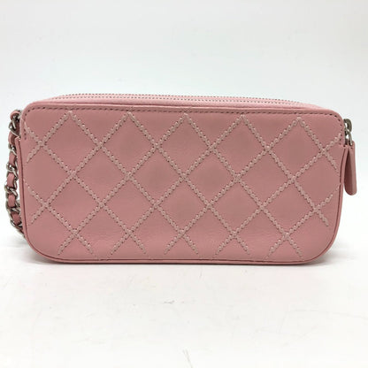 CHANEL Shoulder Bag A82527  lambskin pink CC COCO Mark Matelasse Wild Stitch Women Used