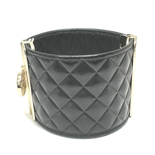 CHANEL Bangle leather black CC COCO Mark Matrasse M