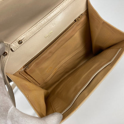 CELINE Shoulder Bag leather beige Pochette bag Crossbody Triomphe Women Secondhand