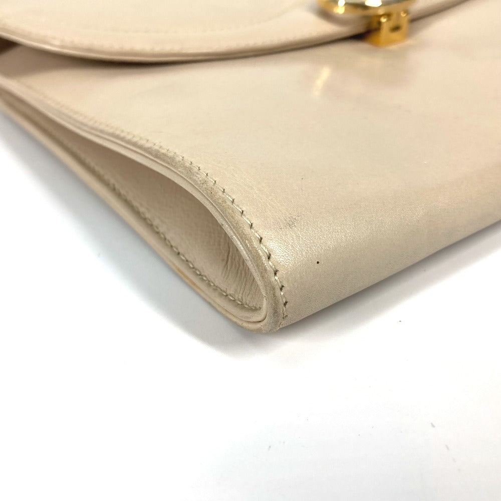 CELINE Shoulder Bag leather beige Pochette bag Crossbody Triomphe Women Secondhand