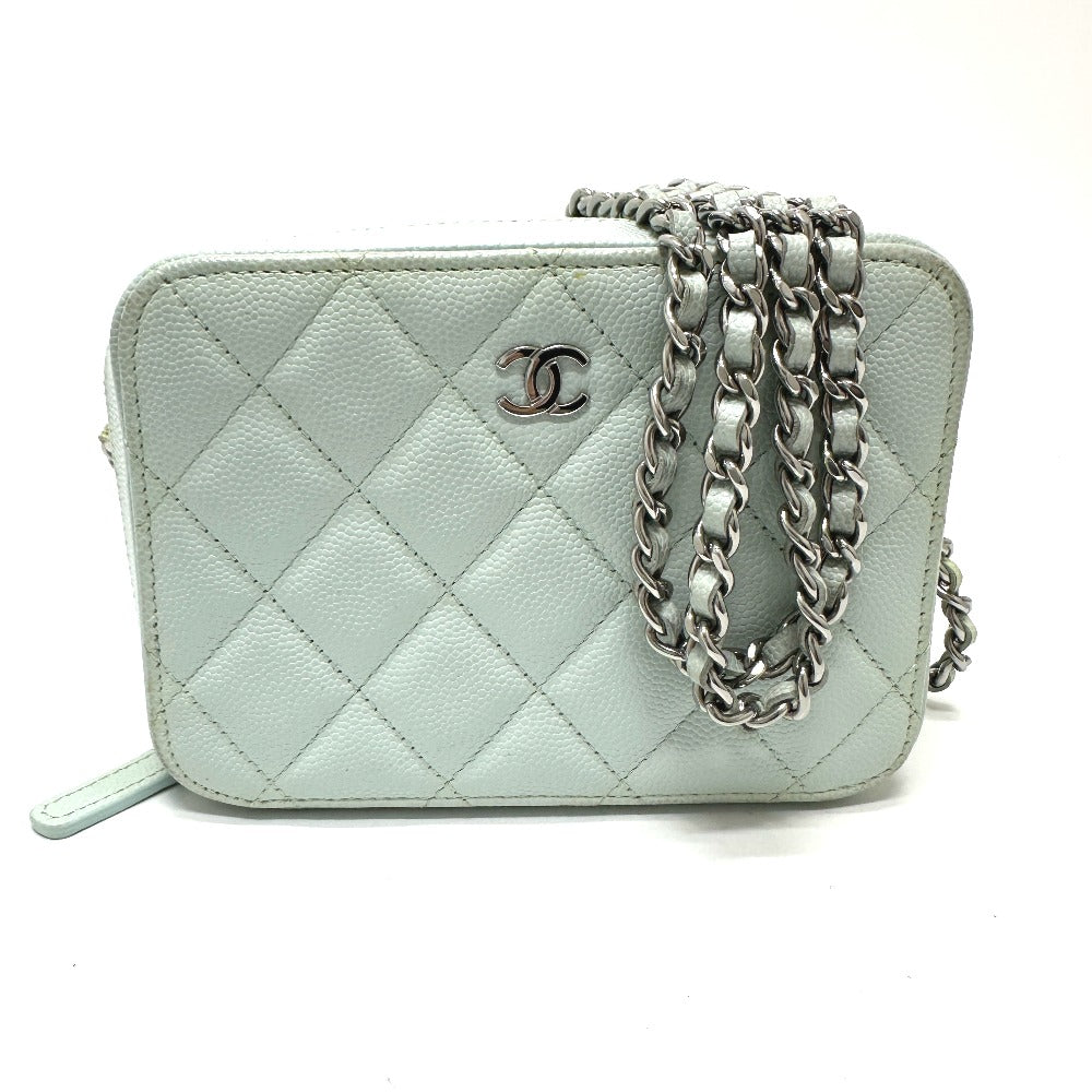 CHANEL Shoulder Bag AP2426 Caviar skin blue CC COCO Mark Matrasse camera bag Women Used