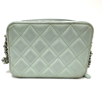 CHANEL Shoulder Bag AP2426 Caviar skin blue CC COCO Mark Matrasse camera bag Women Used