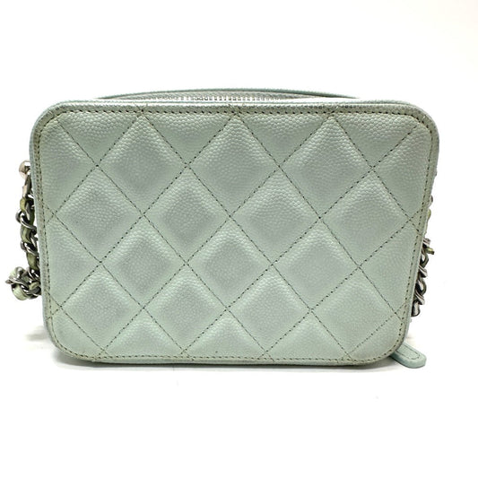 CHANEL Shoulder Bag AP2426 Caviar skin blue CC COCO Mark Matrasse camera bag Women Used