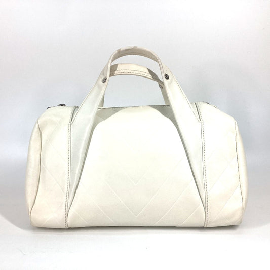 CHANEL Boston Duffel bag A30899 Calf leather white CC COCO Mark Chevron Vstitch Women Used
