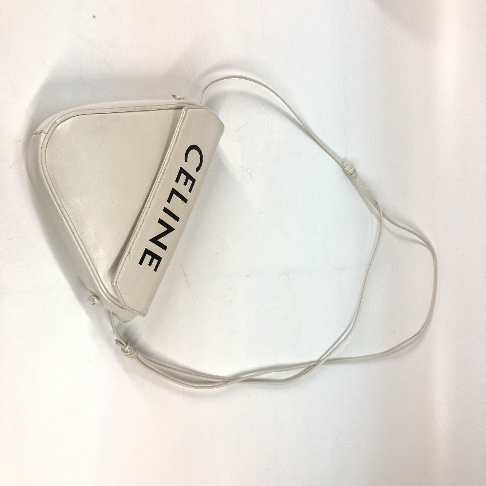 CELINE Shoulder Bag leather white Triangle logo triangle Women Secondhand