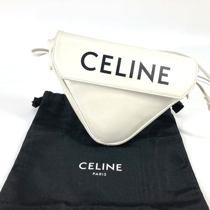 CELINE Shoulder Bag leather white Triangle logo triangle Women Secondhand