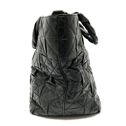 CHANEL Tote Bag leather black Woven Shoulder Bag CC COCO Mark Quilting