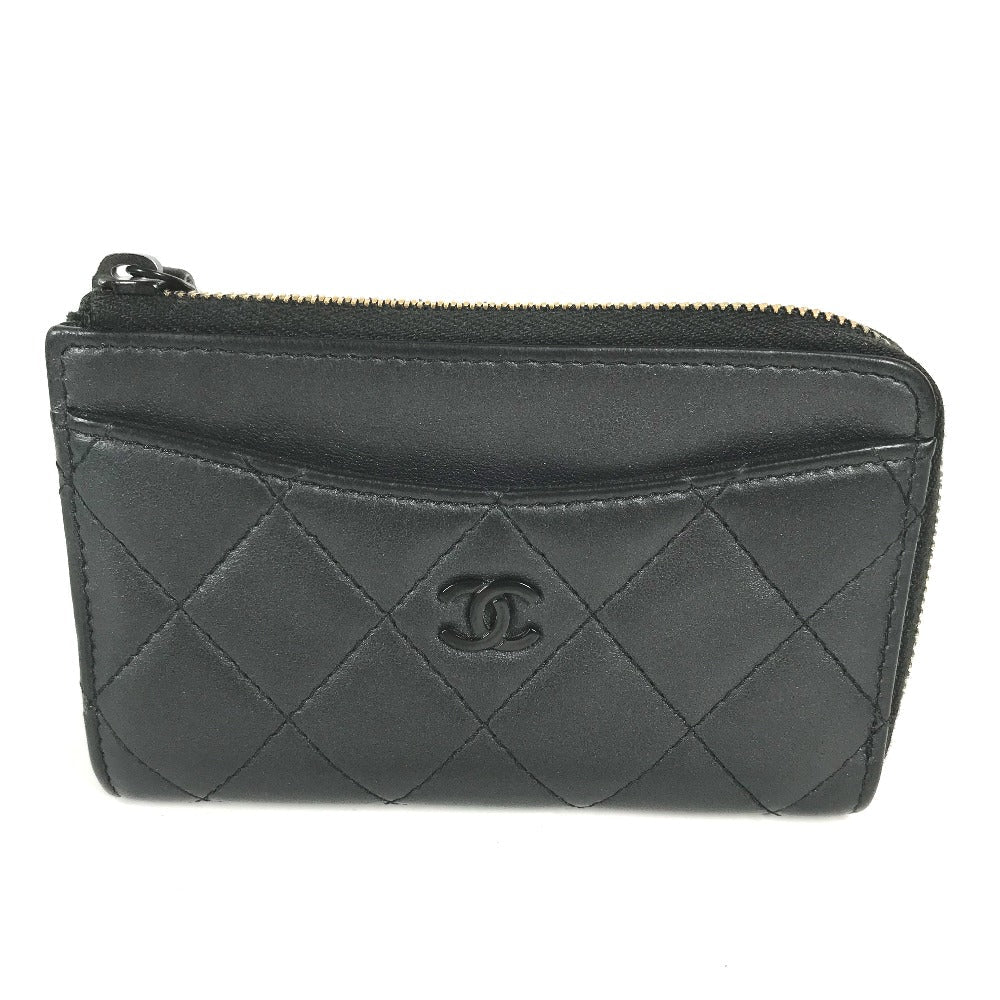 CHANEL Coin case AP3179 leather black So Black CC COCO Mark Matelasse Women Used