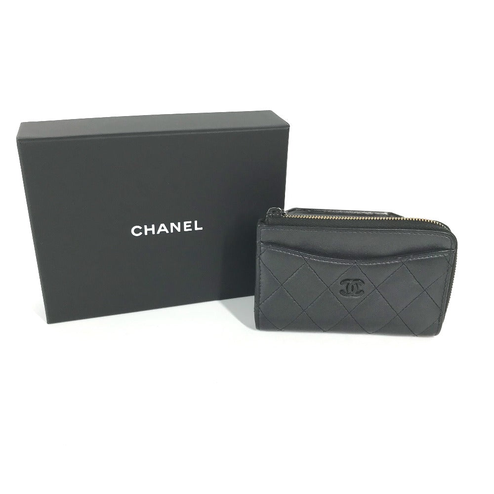 CHANEL Coin case AP3179 leather black So Black CC COCO Mark Matelasse Women Used