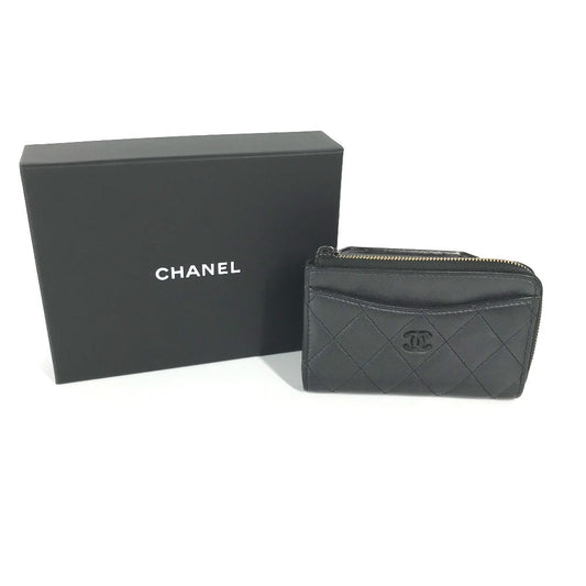 CHANEL Coin case AP3179 leather black So Black CC COCO Mark Matelasse Women Used