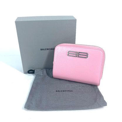 BALENCIAGA Folded wallet 674847 leather Light pink Compact wallet Compact zip Women