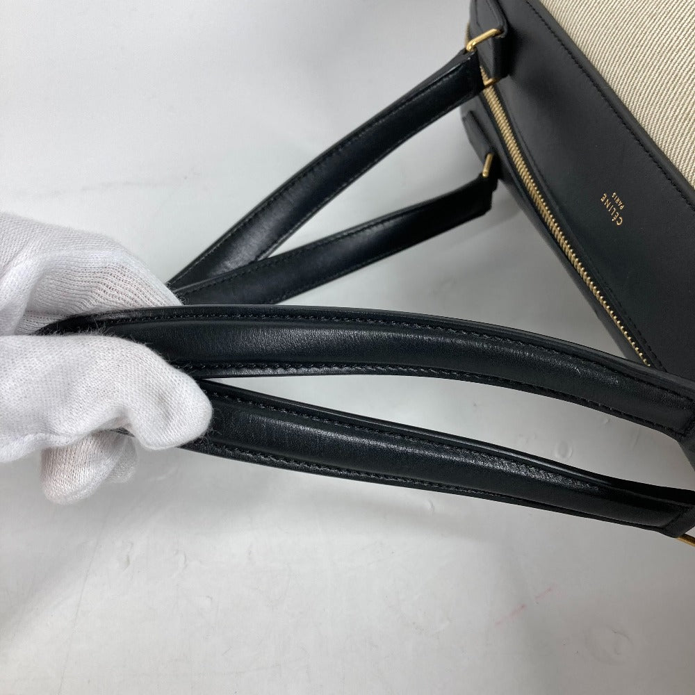 CELINE Shoulder Bag Leather / canvas Ivorytype bag shawl Small Ring Women Used
