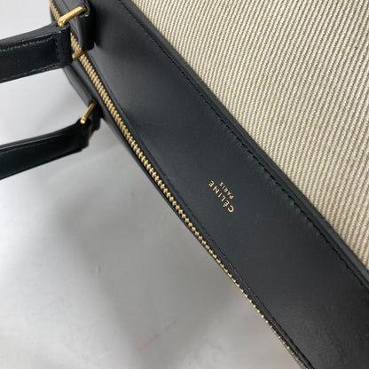 CELINE Shoulder Bag Leather / canvas Ivorytype bag shawl Small Ring Women Used
