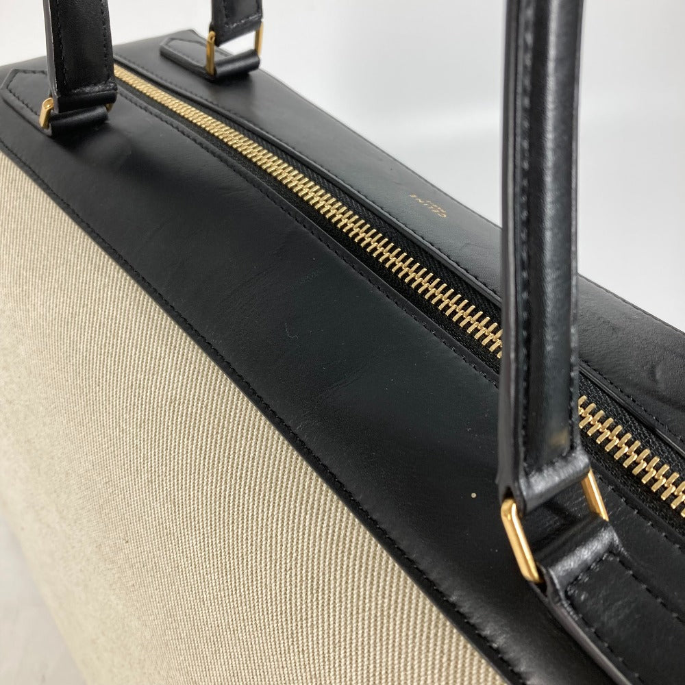 CELINE Shoulder Bag Leather / canvas Ivorytype bag shawl Small Ring Women Used