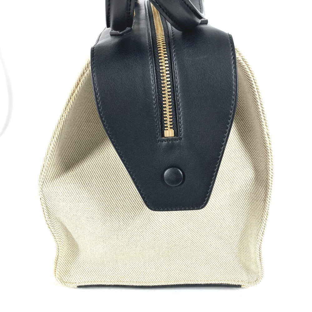 CELINE Shoulder Bag Leather / canvas Ivorytype bag shawl Small Ring Women Used