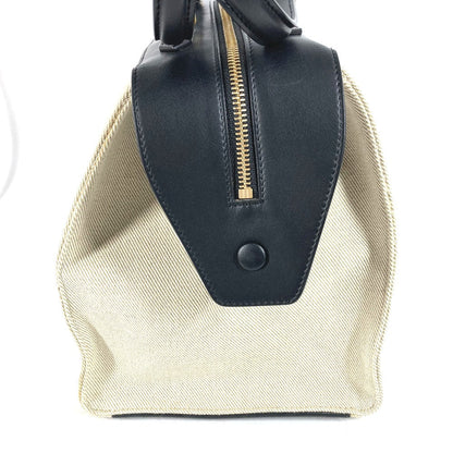 CELINE Shoulder Bag Leather / canvas Ivorytype bag shawl Small Ring Women Used