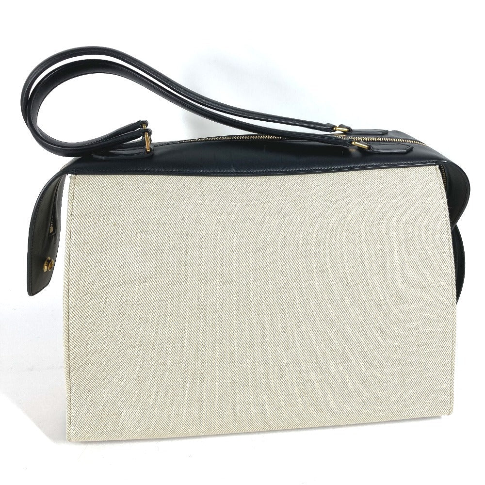 CELINE Shoulder Bag Leather / canvas Ivorytype bag shawl Small Ring Women Used