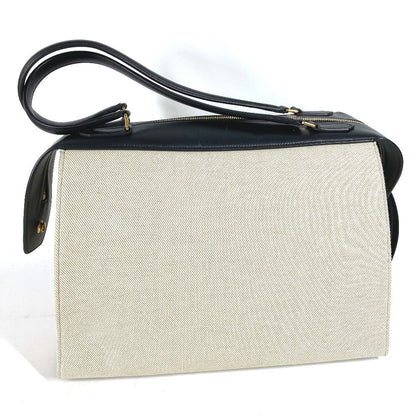 CELINE Shoulder Bag Leather / canvas Ivorytype bag shawl Small Ring Women Used