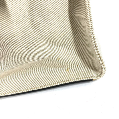 CELINE Shoulder Bag Leather / canvas Ivorytype bag shawl Small Ring Women Used