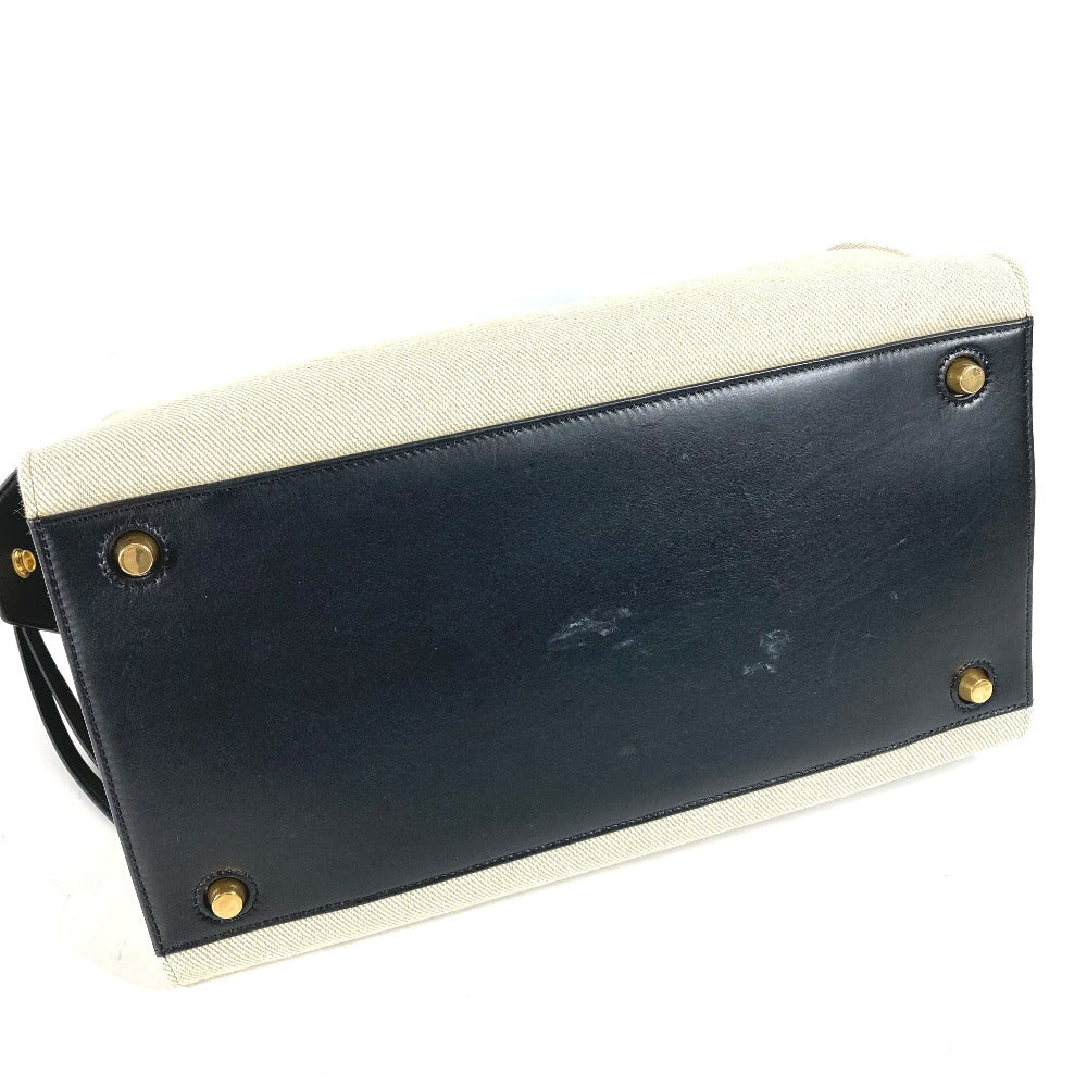 CELINE Shoulder Bag Leather / canvas Ivorytype bag shawl Small Ring Women Used