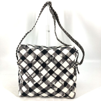 CHANEL Shoulder Bag canvas white Check CC COCO Mark Women Used