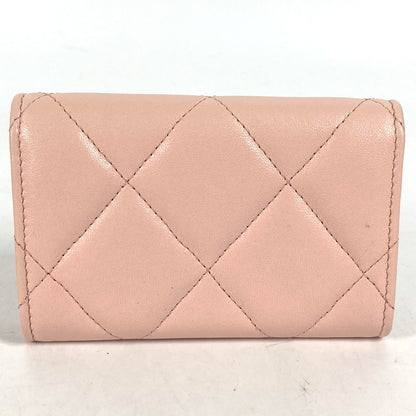 CHANEL Coin case lambskin pink 19th Line Chain CC Card Case Matelasse Women Used