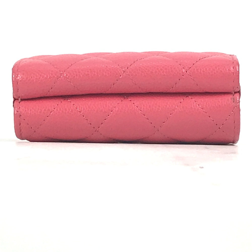 CHANEL Trifold wallet Caviar skin pink quilting CC COCO Mark Matelasse Women Used