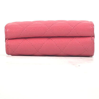CHANEL Trifold wallet Caviar skin pink quilting CC COCO Mark Matelasse Women Used