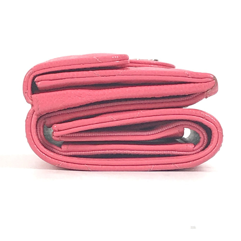 CHANEL Trifold wallet Caviar skin pink quilting CC COCO Mark Matelasse Women Used