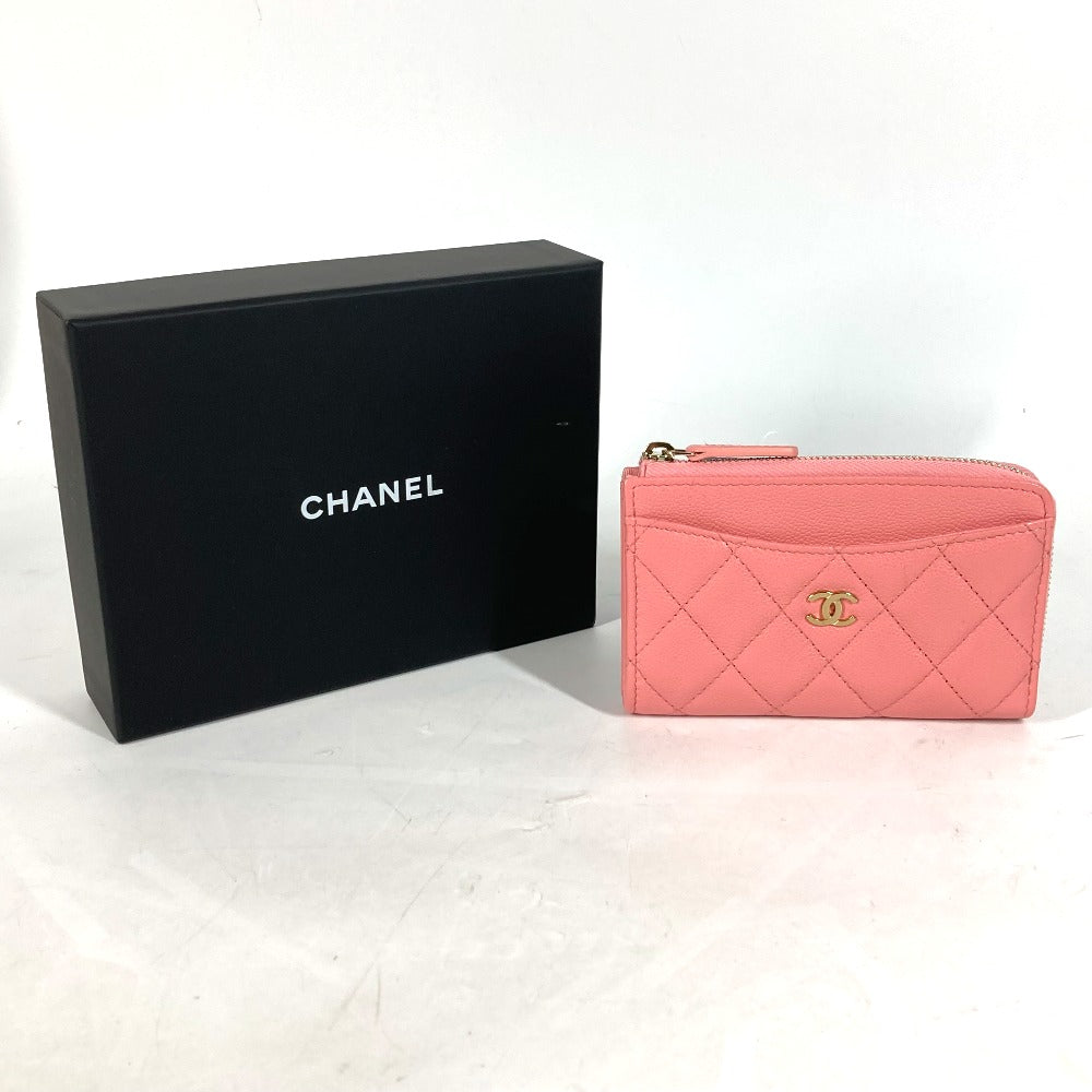 CHANEL Coin case AP3179 Caviar skin pink Matrasse COCO Mark Fragment Case Women Used
