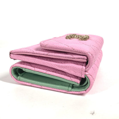 CHANEL Trifold wallet AP3182 Caviar skin pink CC COCO Mark matelasse small flap wallet Women Used