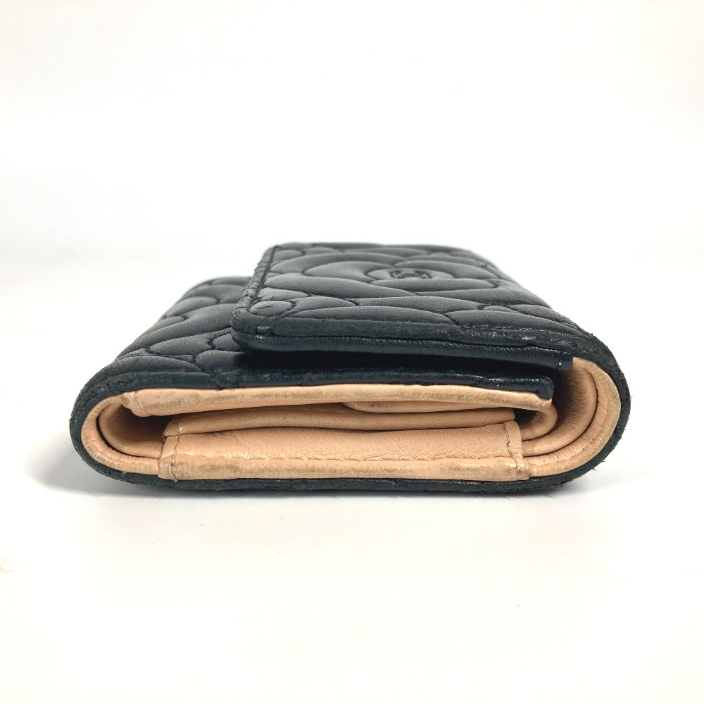 CHANEL Trifold wallet leather black By color Camelia Women Used