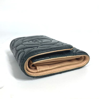 CHANEL Trifold wallet leather black By color Camelia Women Used