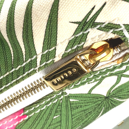 CELINE Shoulder Bag Leather / canvas green Botanical Pattern Triomphe logo Women Used