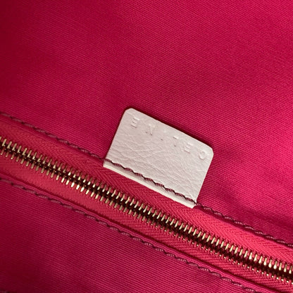 CELINE Shoulder Bag Leather / canvas green Botanical Pattern Triomphe logo Women Used