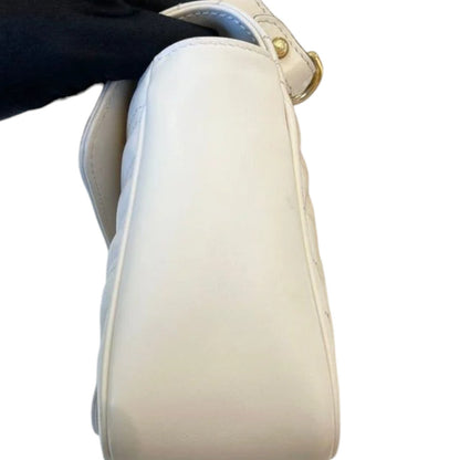 Gucci GG Marmont Small Shoulder Calfskin Matelasse White GHW